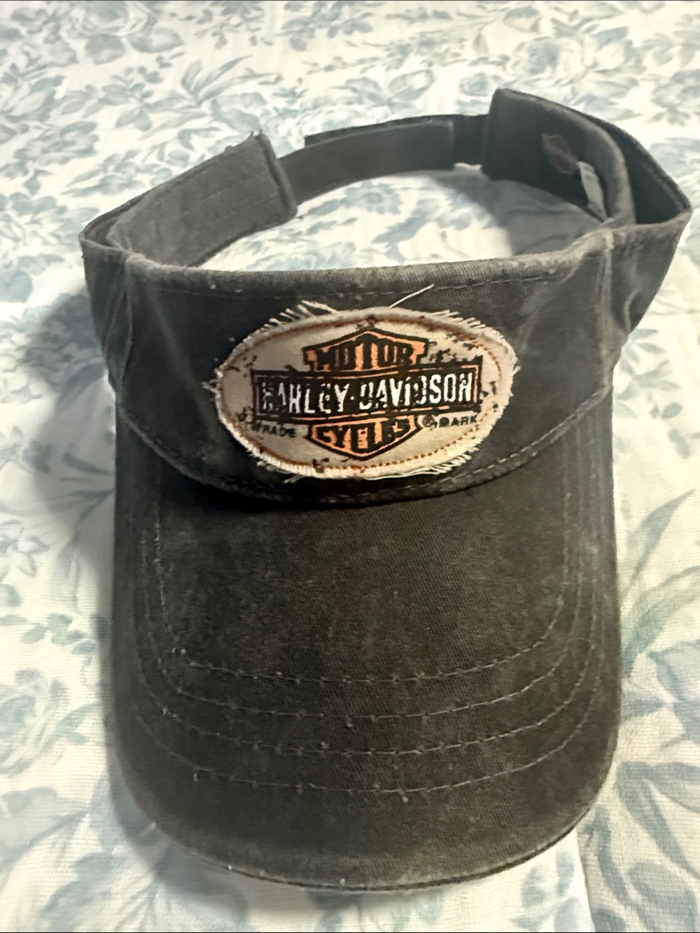 Harley-Davidson Distressed Black Visor with Orange Logo Patch